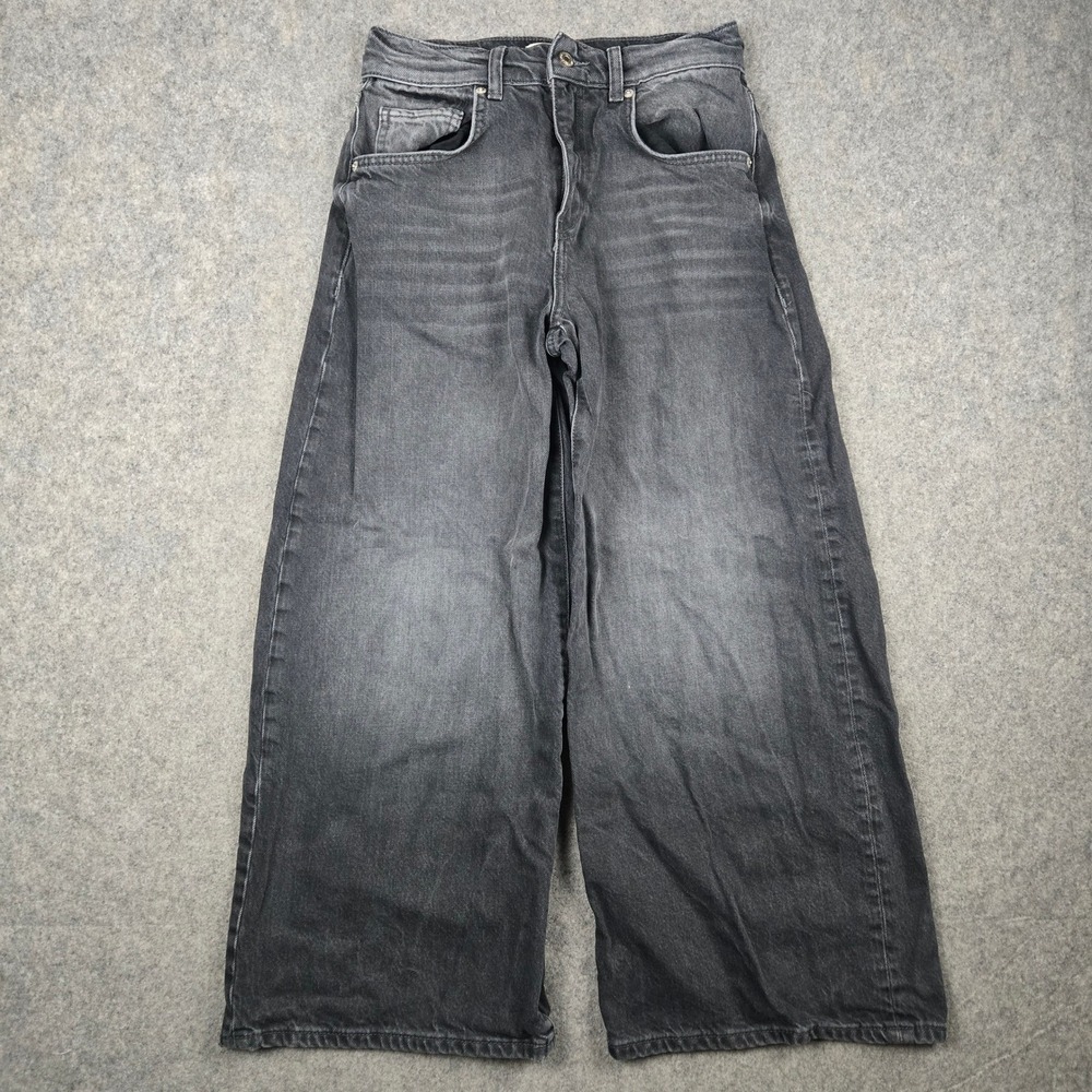 We The Free People Jeans Womens 27 Black Misha High Rise Wide Barrel Leg Boho